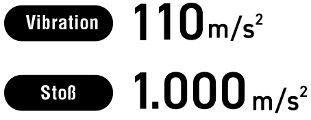 Vibration: 110 m/s&sup2;, Sto&szlig;: 1.000 m/s&sup2;